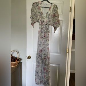 Small, white, floral, floor length